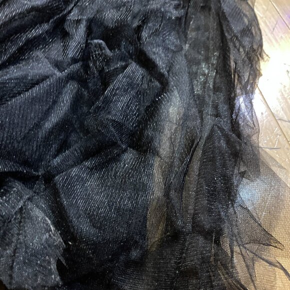 Pronovias Gothic Princess Prom Wedding Gown Black Tulle Ruffle Strapless Dress M - Picture 5 of 7